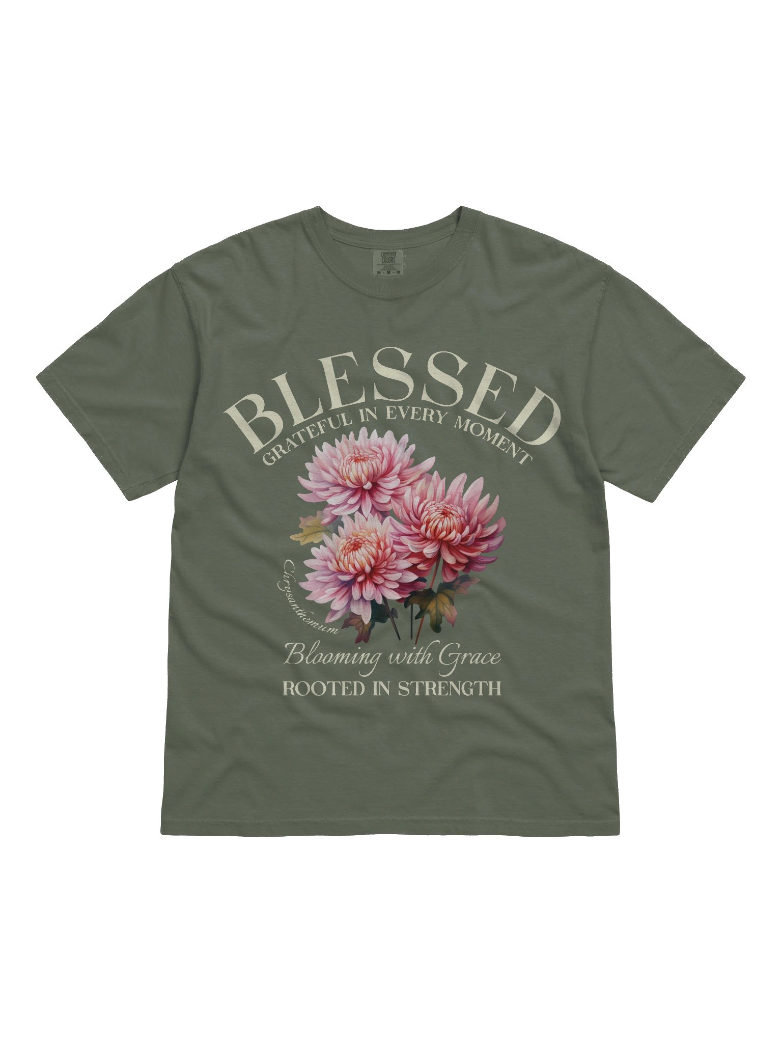 November Blessed Chrysanthemum Flower Shirt – Blooming with Grace Inspirational Floral Graphic Tee product image (4)