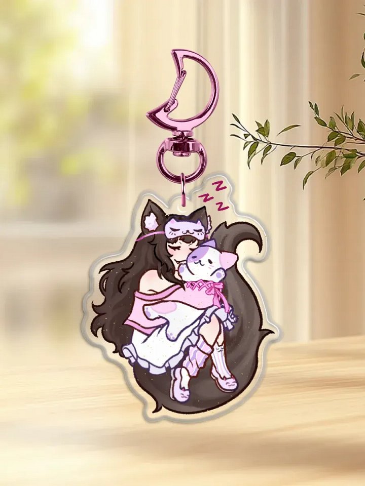 KrazyCandyCat Pajama Keychain & Button {LIMITED} product image (2)