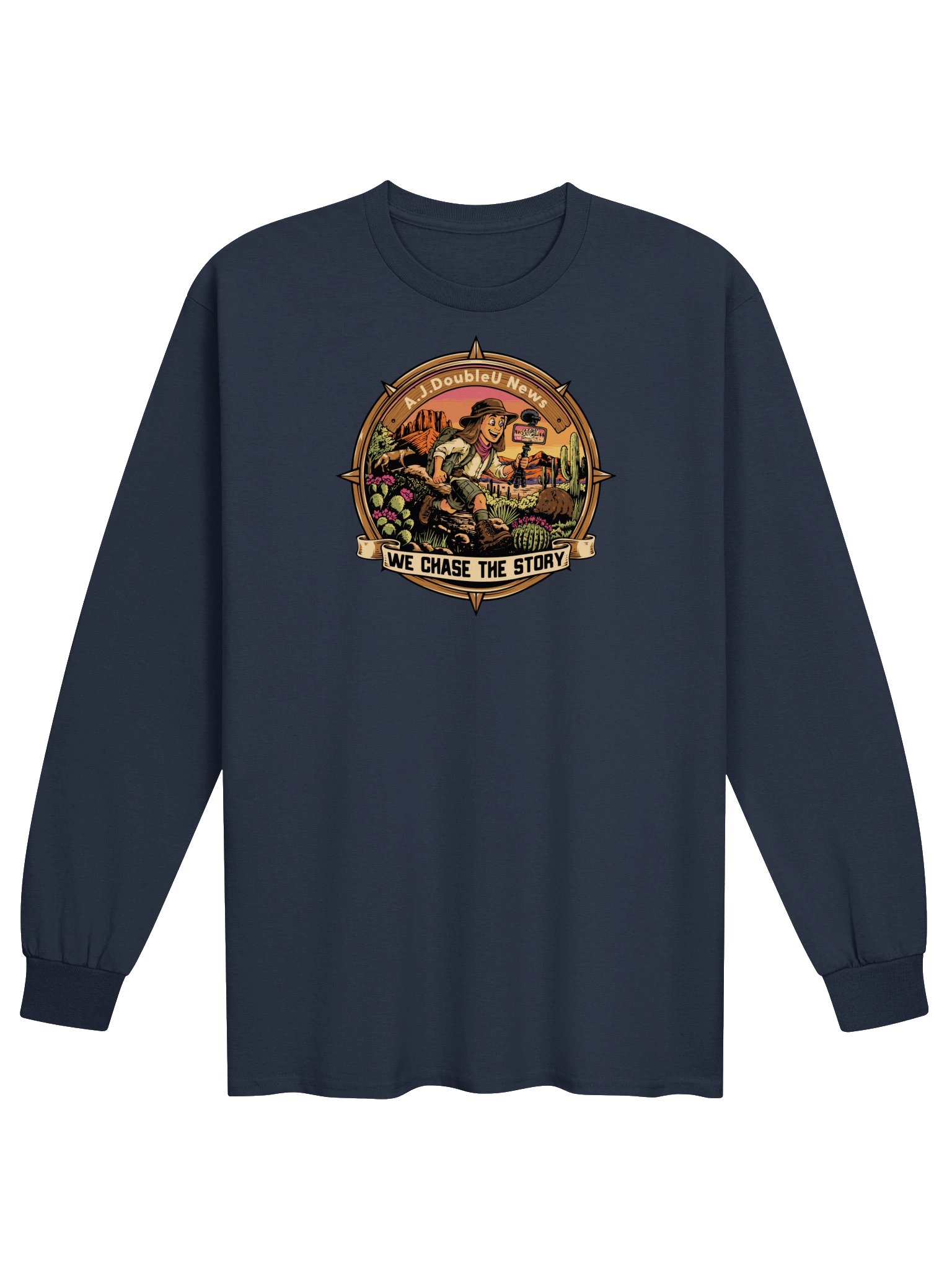 A.J. DoubleU News Chase the Story Long Sleeve Tee BLUE product image (1)