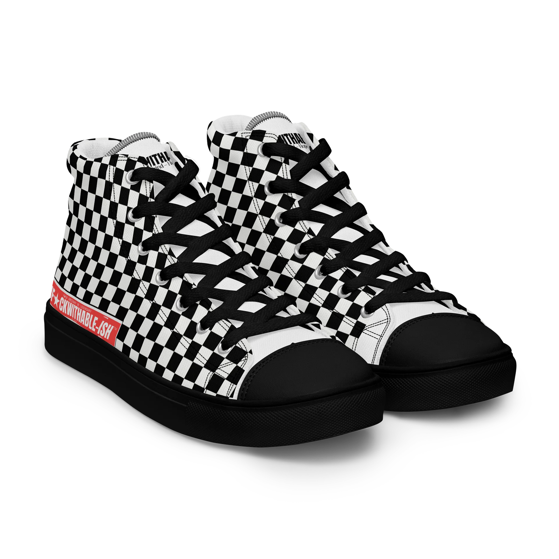 UNF★CKWITHABLE-ISH™ Women's Look-a-Like Chuck Taylor Hand-made Canvas Streetwear Shoes Checkered product image (8)