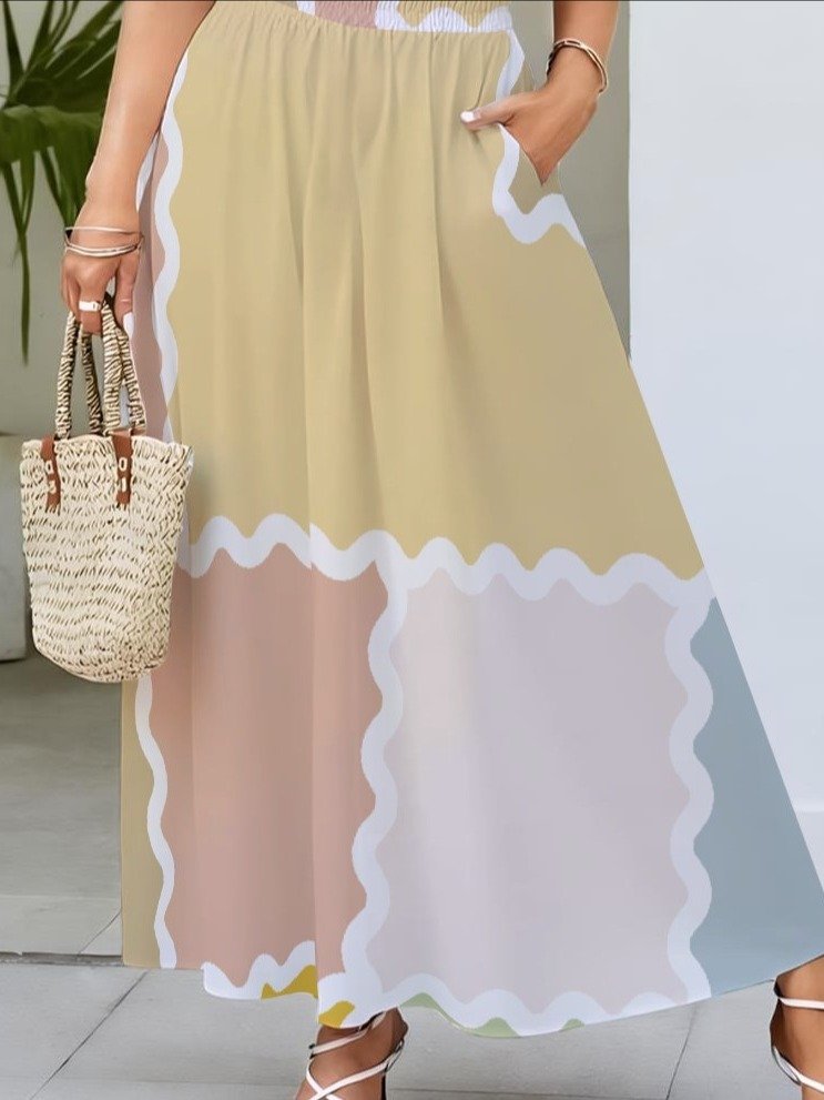 Pastel Waves Colorblock Maxi Dress product image (1)