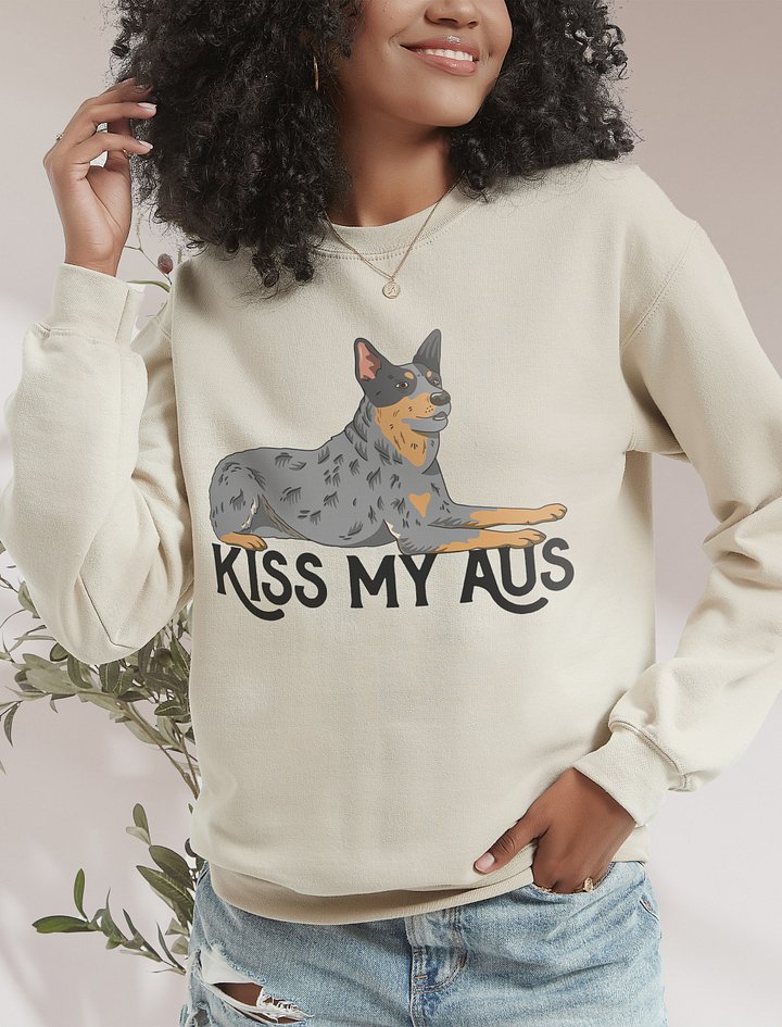 Kiss My Aus Sweatshirt of an Australian Cattle Dog | Funny Shirt for Blue Heeler and Herding Dog Owners product image (2)