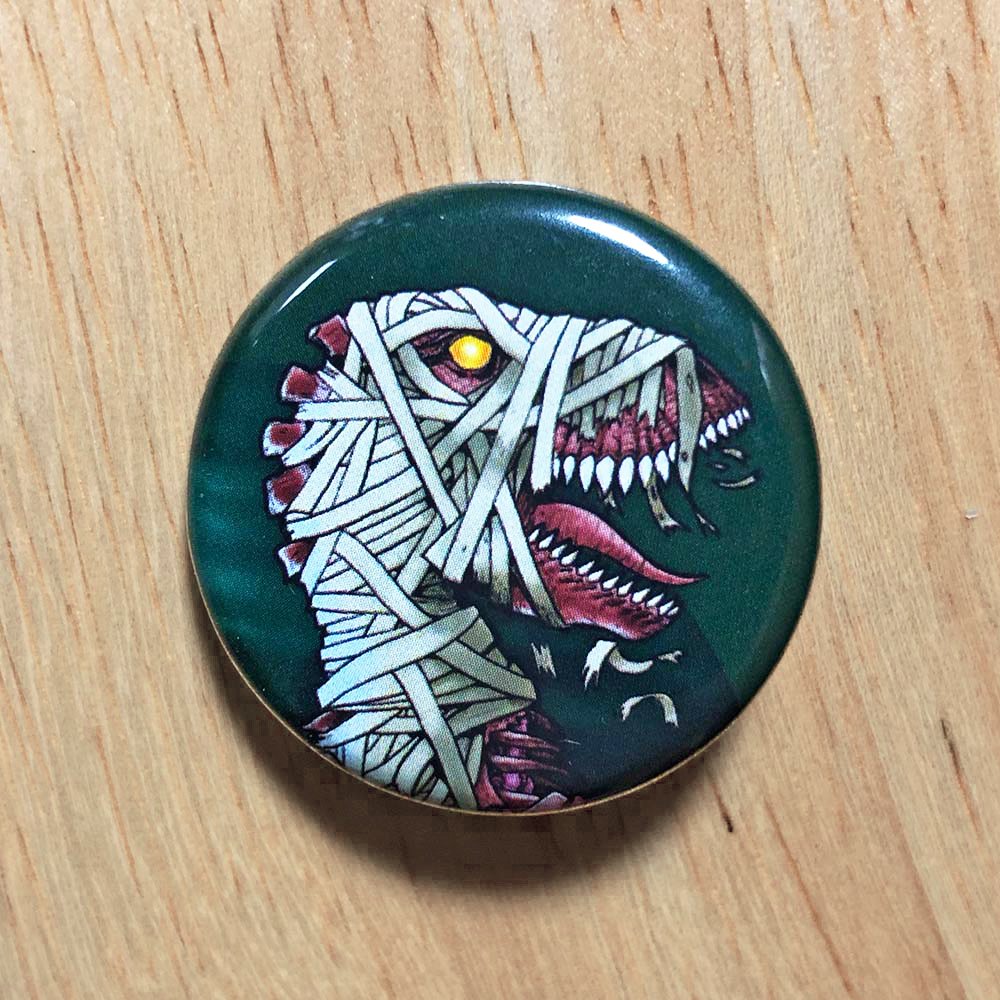 T-Rex Mummy Button Pin product image (1)