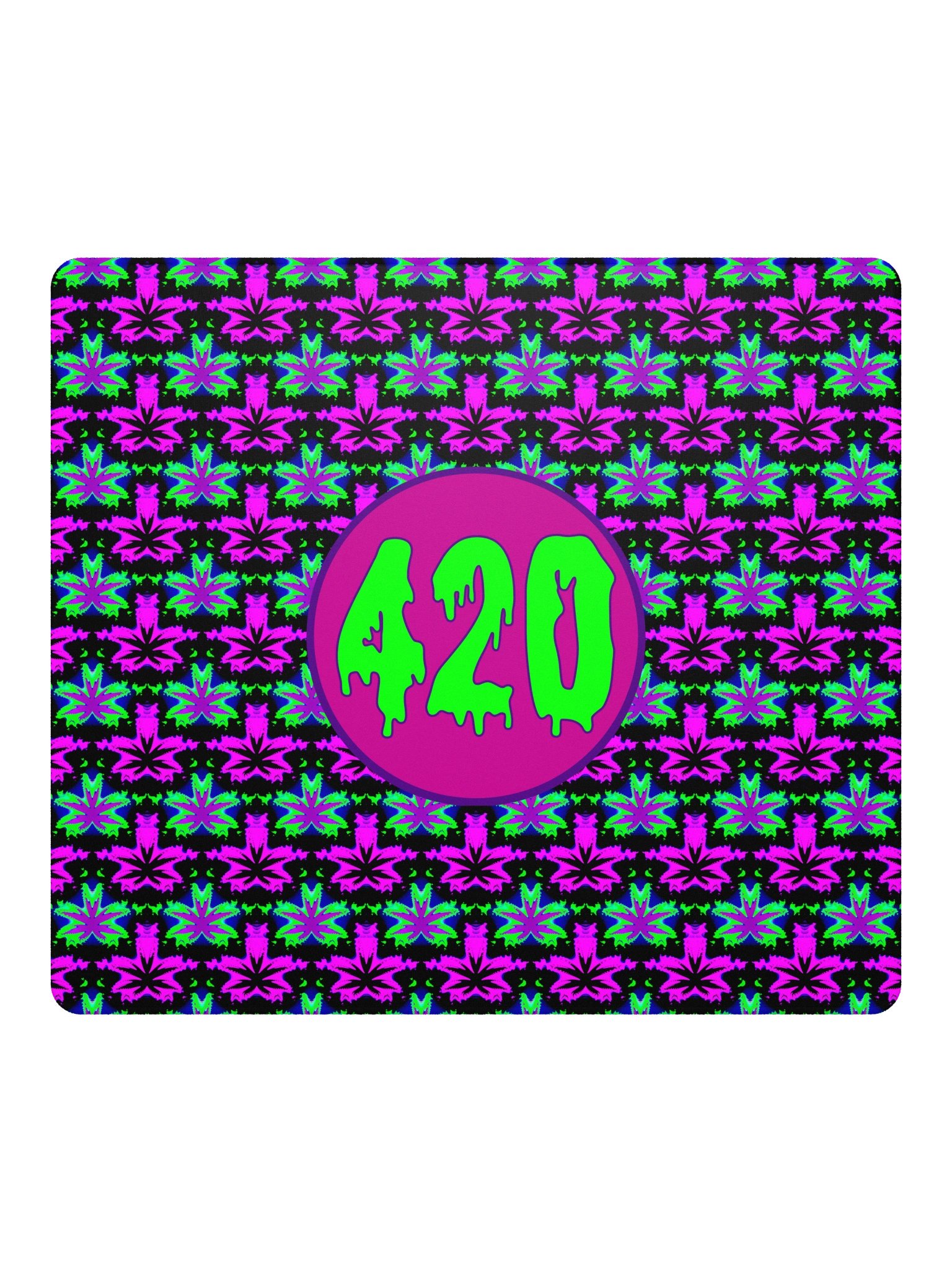 420 Stoner Gaming Mouse Pad, Cannabis Desk Mat, Pot Leaf Neon Gamer Room Decor, Creepy Weed Computer Game Accessory, Marijuana PC Deskpad product image (1)