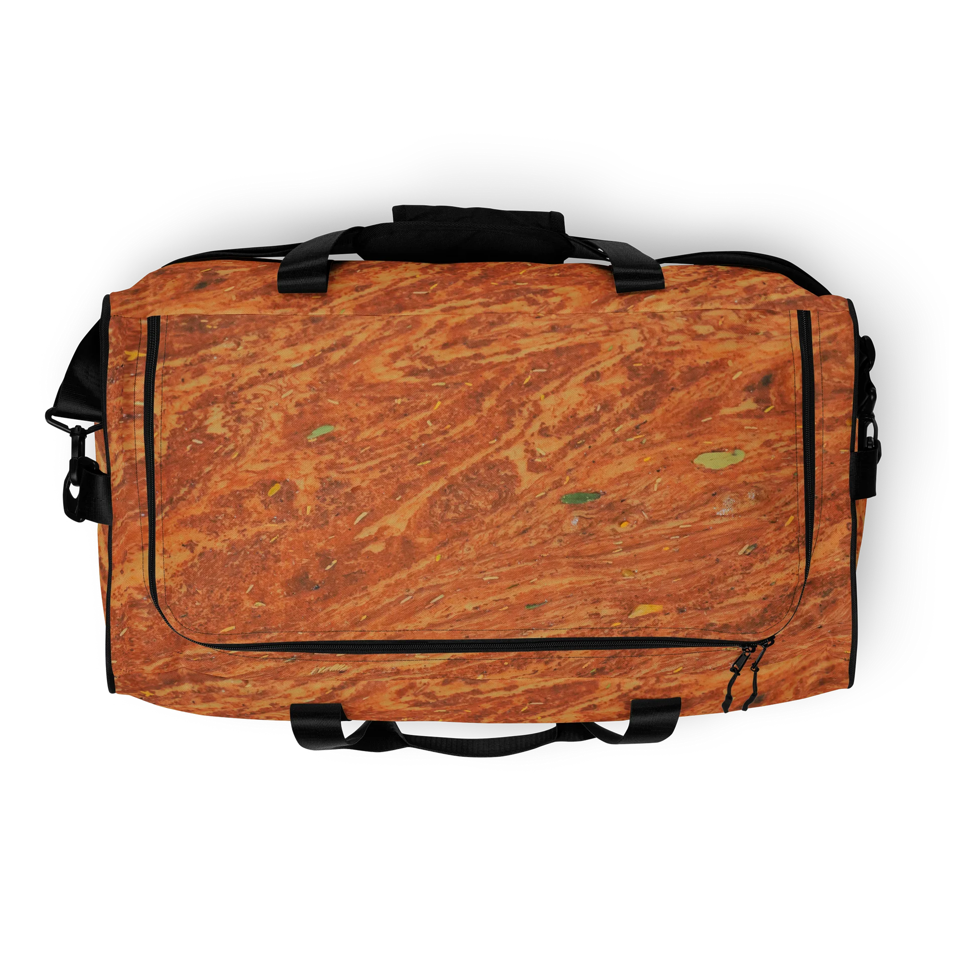 Terracotta Tea — All-Over Print Warm Rust & Leaf Duffle Bag product image (8)