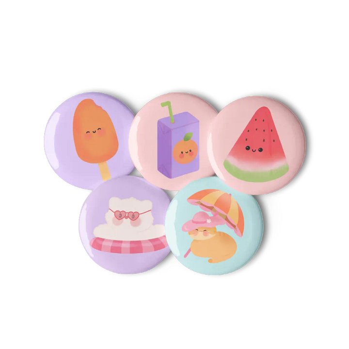 Summer Fun Cute Cat Button Pins Set product image (1)