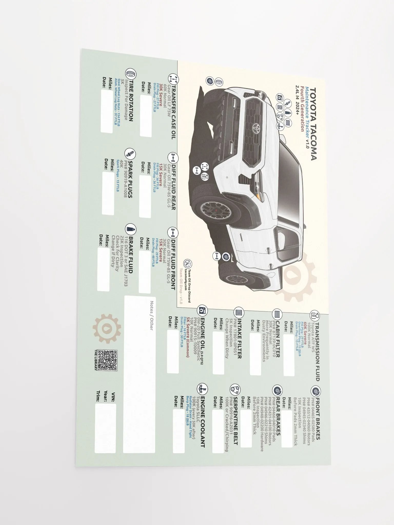 4TH GEN MAINTENANCE TRACKER V1.0 - White product image (3)