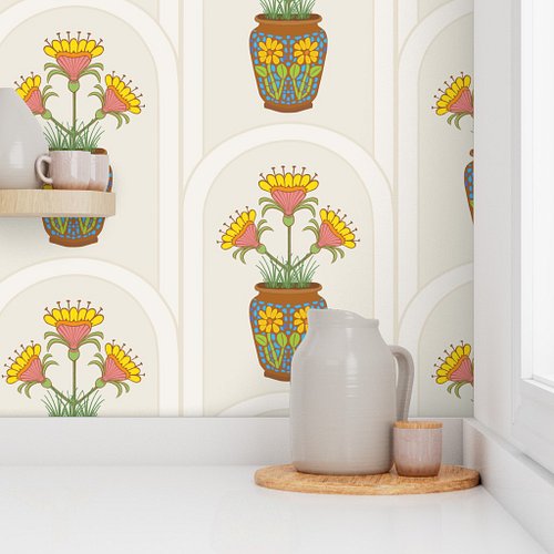 Here's my entry for the Spoonflower Mediterranean Hues Wallpaper Challenge. The brighter colors speak to me, but I've also cr...
