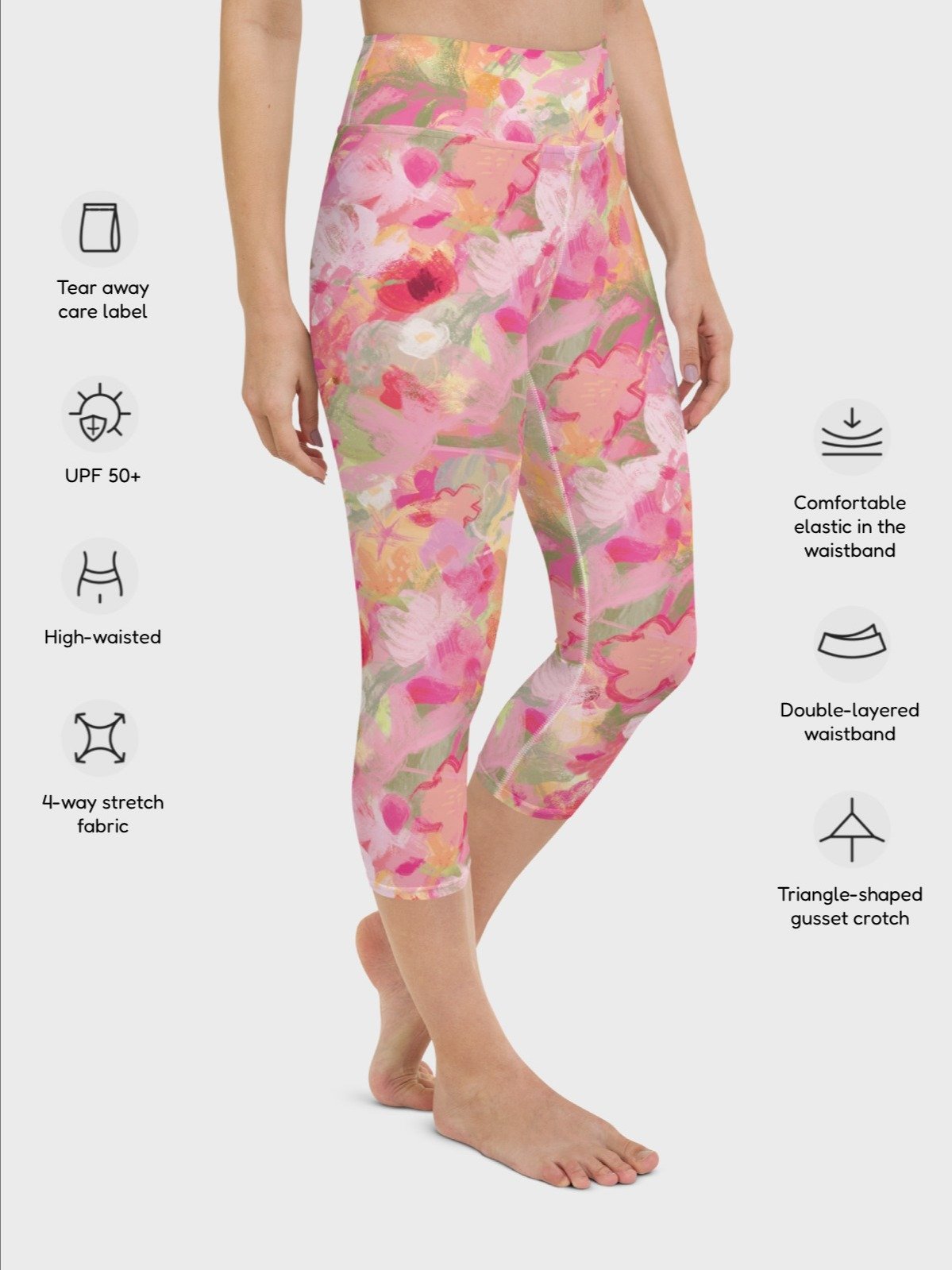 Capri Leggings "Sweet Pastel Florals of Spring" Printed product image (4)