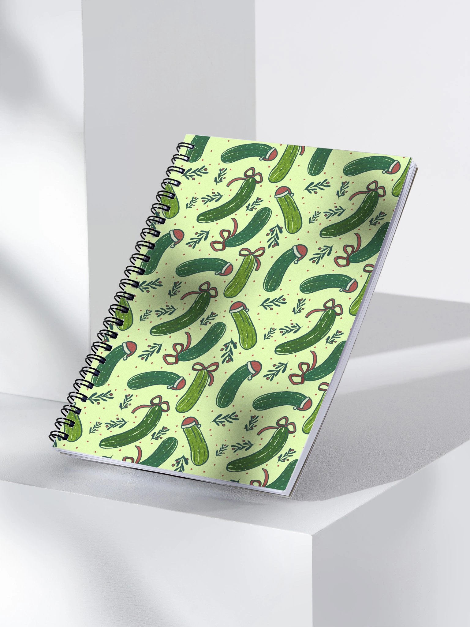 Christmas Pickles Patterned Notebook, Light Green product image (3)