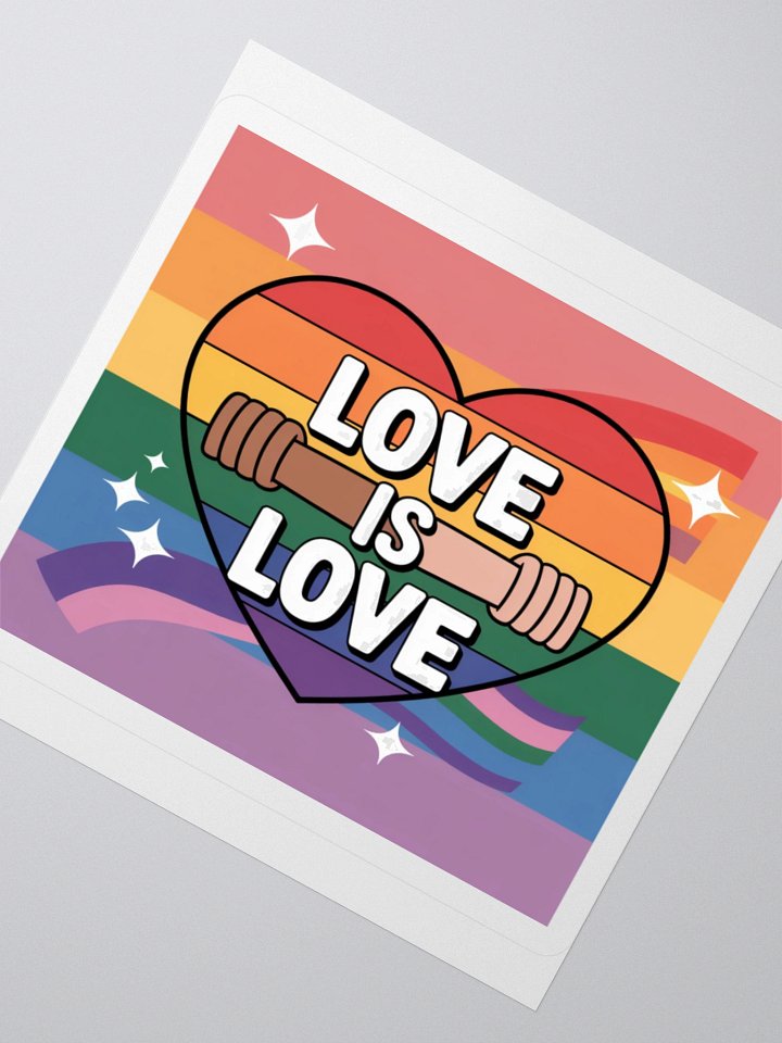 Exclusive 'Love is Love' Rainbow Heart Sticker with Interlocked Hands product image (5)
