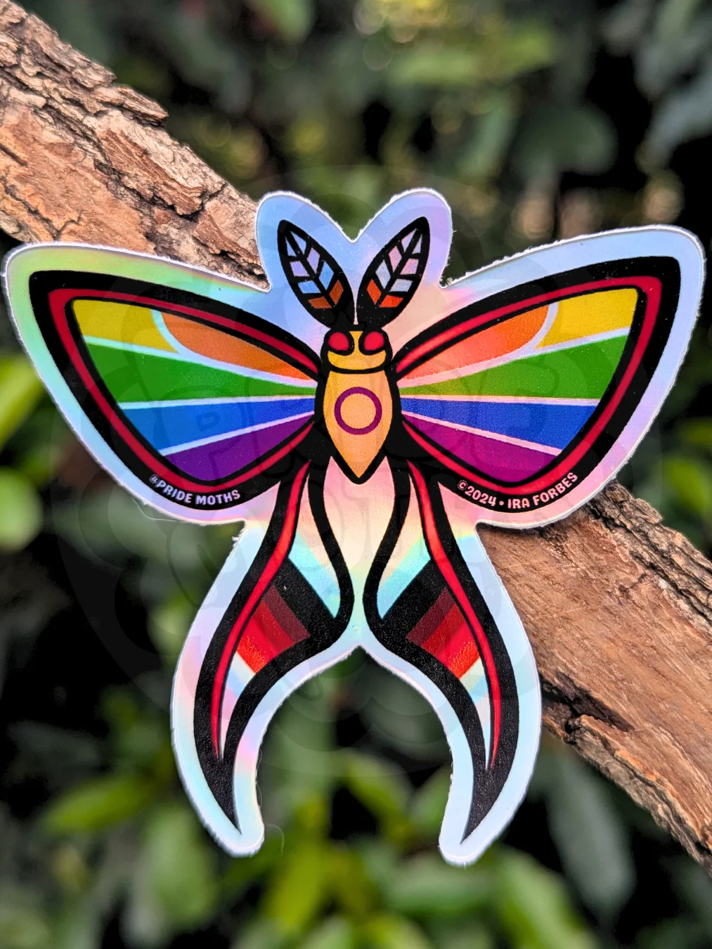 № 1 | PROGRESS PRIDE MOTH | HOLOGRAPHIC STICKER product image (1)