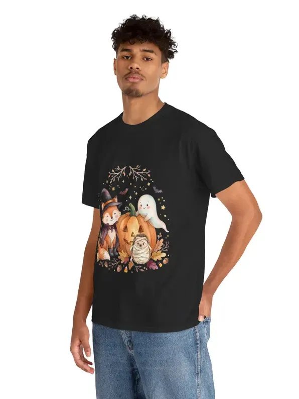 Cute Fox Witch, Ghost & Pumpkin Tee | Halloween Animal Costume Shirt product image (134)
