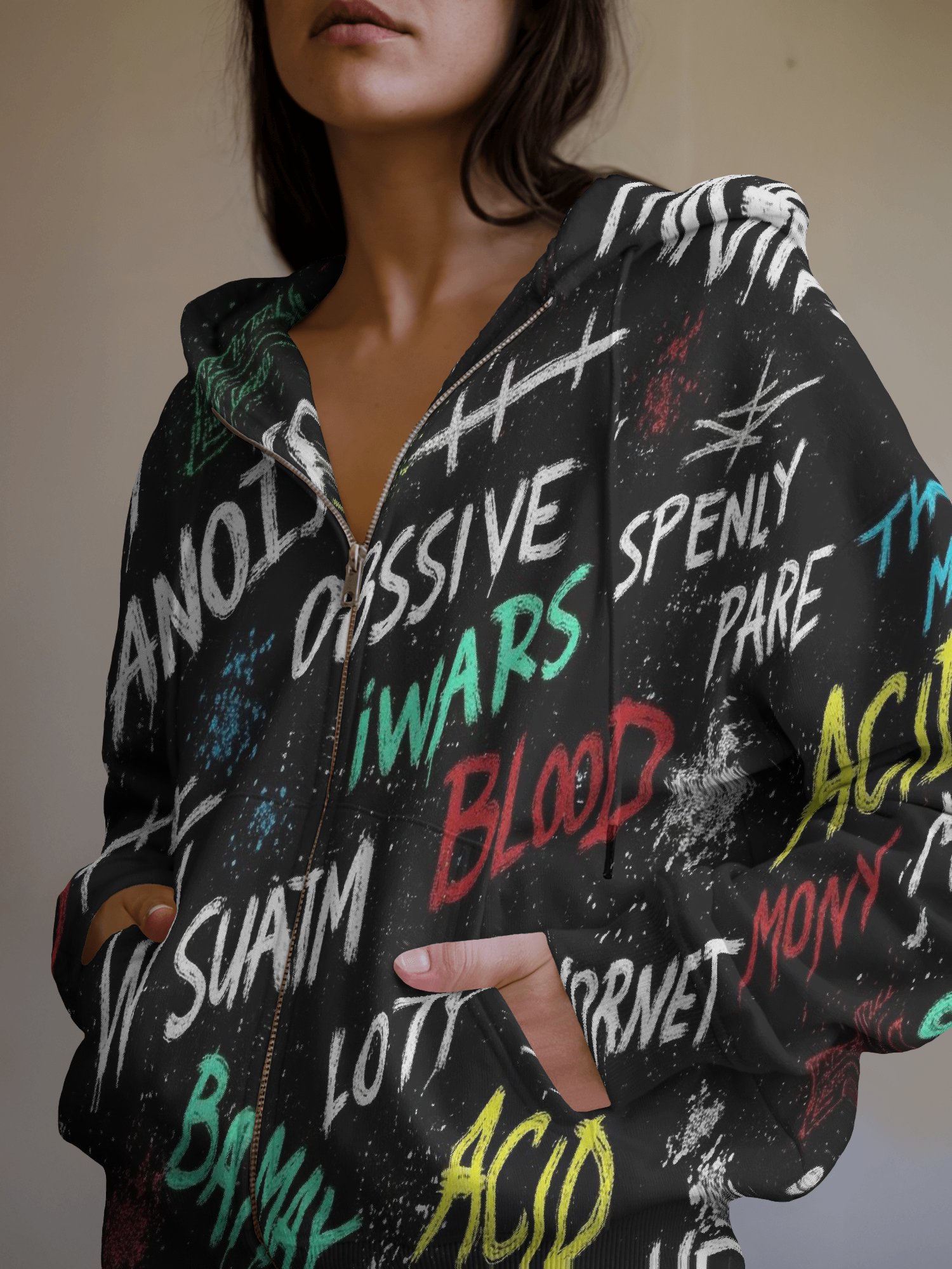 PSYCHO – Mental Static Series - All-Over Print Zip Hoodie product image (2)