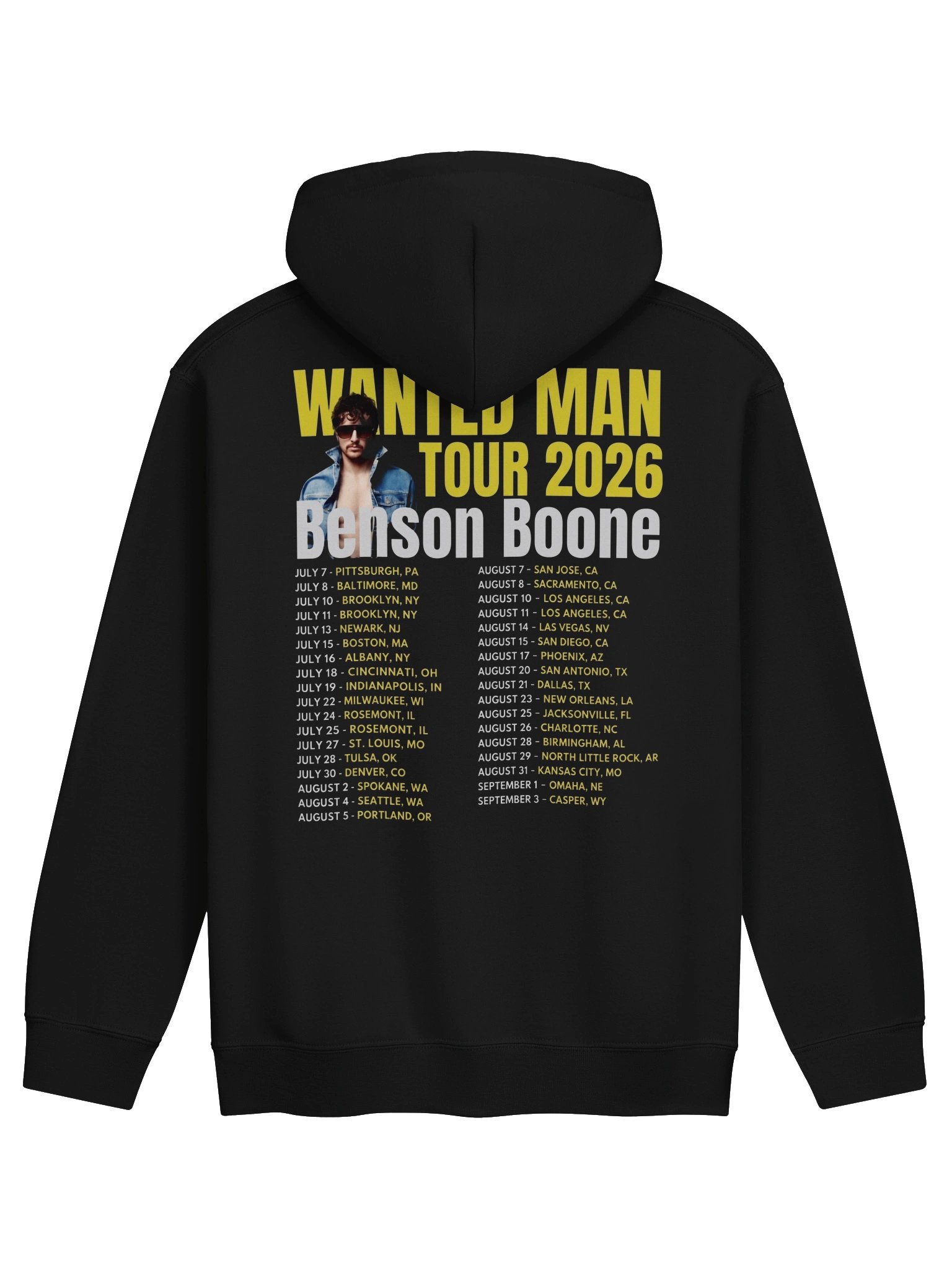 Wanted Man Featuring Benson Boone Tour Hoodie product image (2)