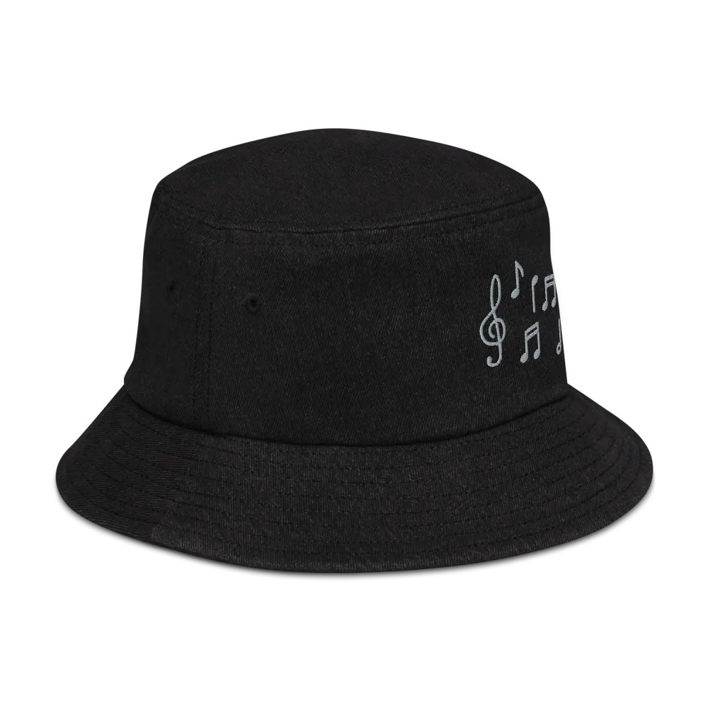 "Musical Notes" Embroidered Denim Bucket Hat product image (8)