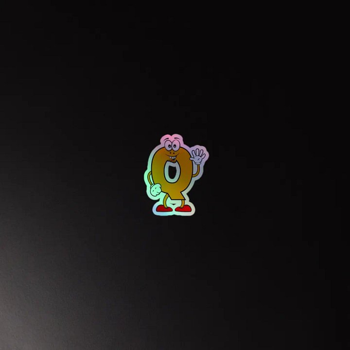 Q Letter Cartoon Character Holographic Sticker product image (4)