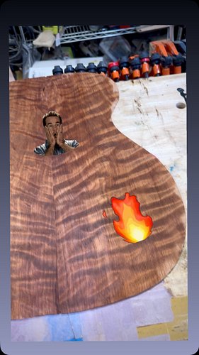 Crazy flame in this redwood top from @woodsofthewest It’ll be paired with machiche back and sides.

#luthier #guitar #lookgoo...