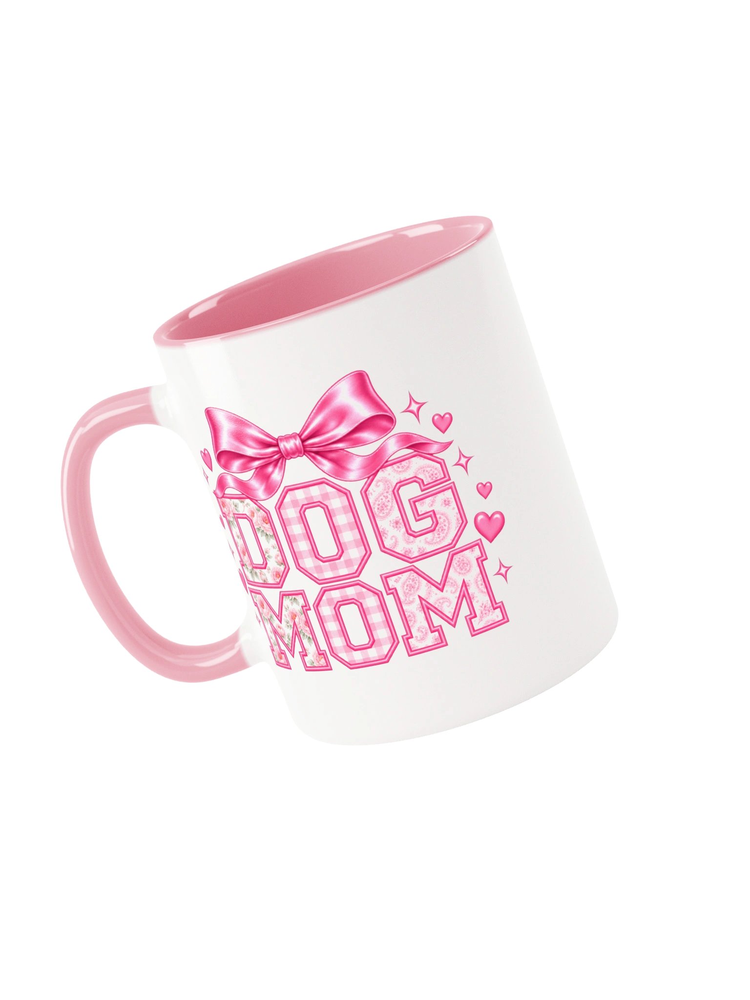 Coquette Dog Mom Mug – Pink Bow Embroidery Style Coffee Mug | Gift for Dog Moms product image (5)