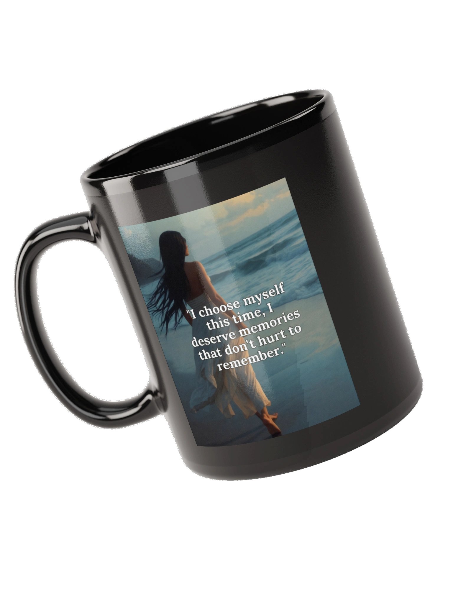 Mind Matter- I Choose Myself Beach Quote- Black Mug product image (5)
