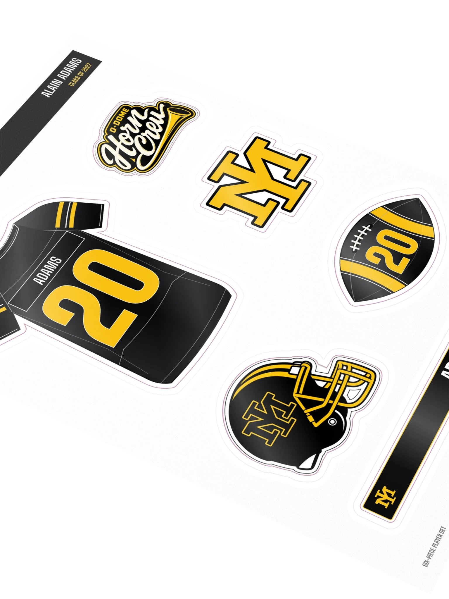 Alain Adams #20 — Mustangs Sticker Sheet product image (2)