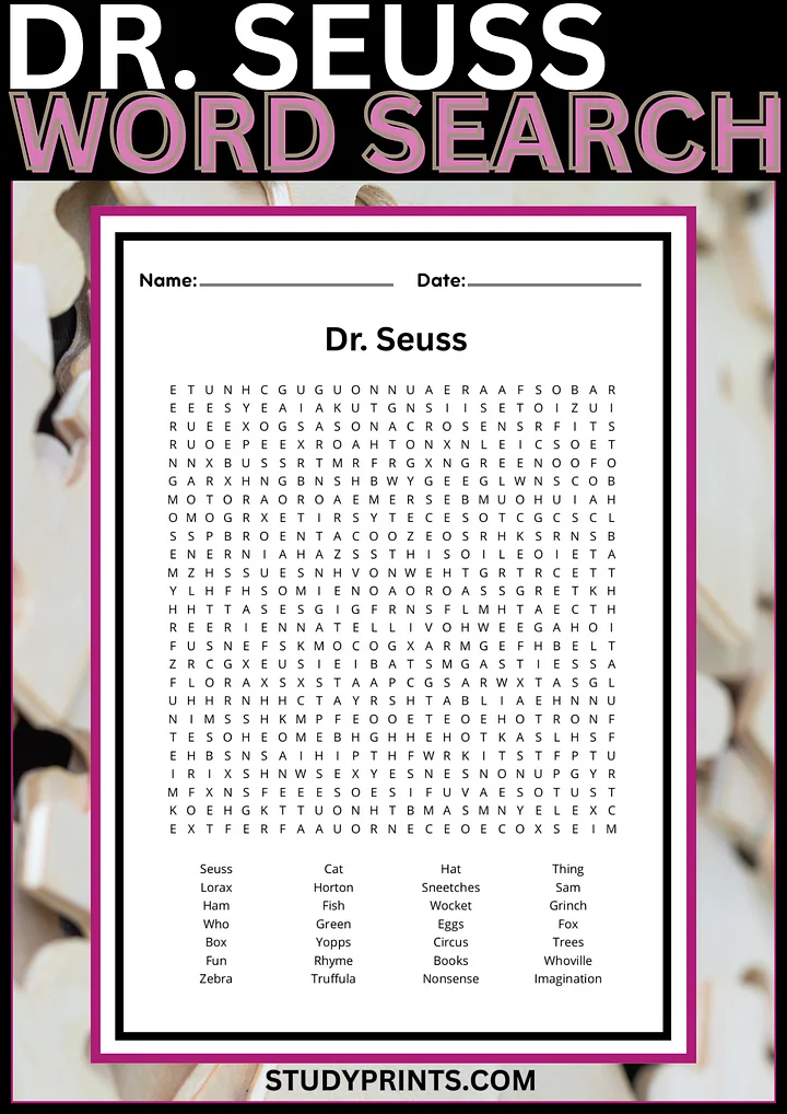 Dr Seuss Word Search product image (1)