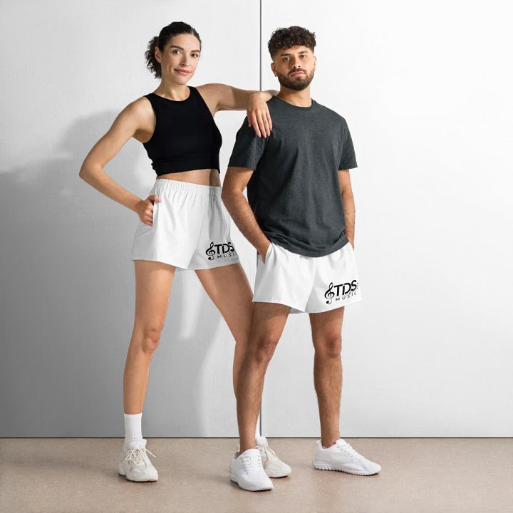 TDS Music Unisex Athletic Shorts - Exclusive Musical Design, White, Lightweight product image (1)