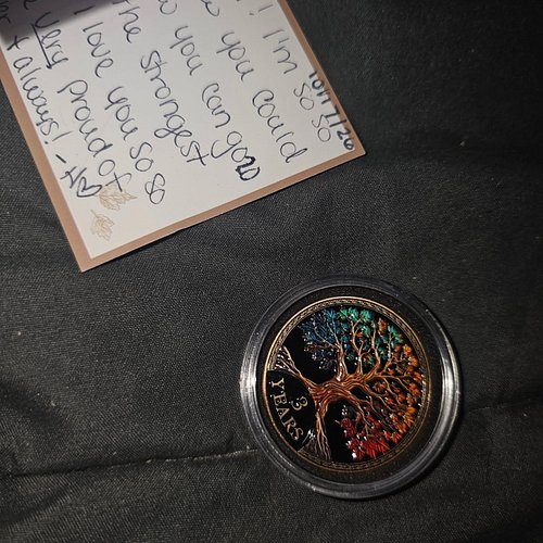 @veg1224 got me this beautiful Tree Of Life chip. 3 years......... God is Good. My girl serves alcohol and I'm surrounded by ...