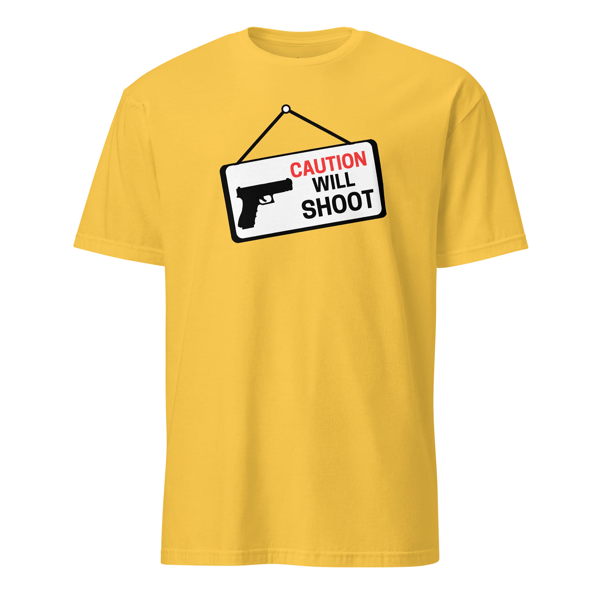 CAUTION WILL SHOOT WARNING TEE product image (1)