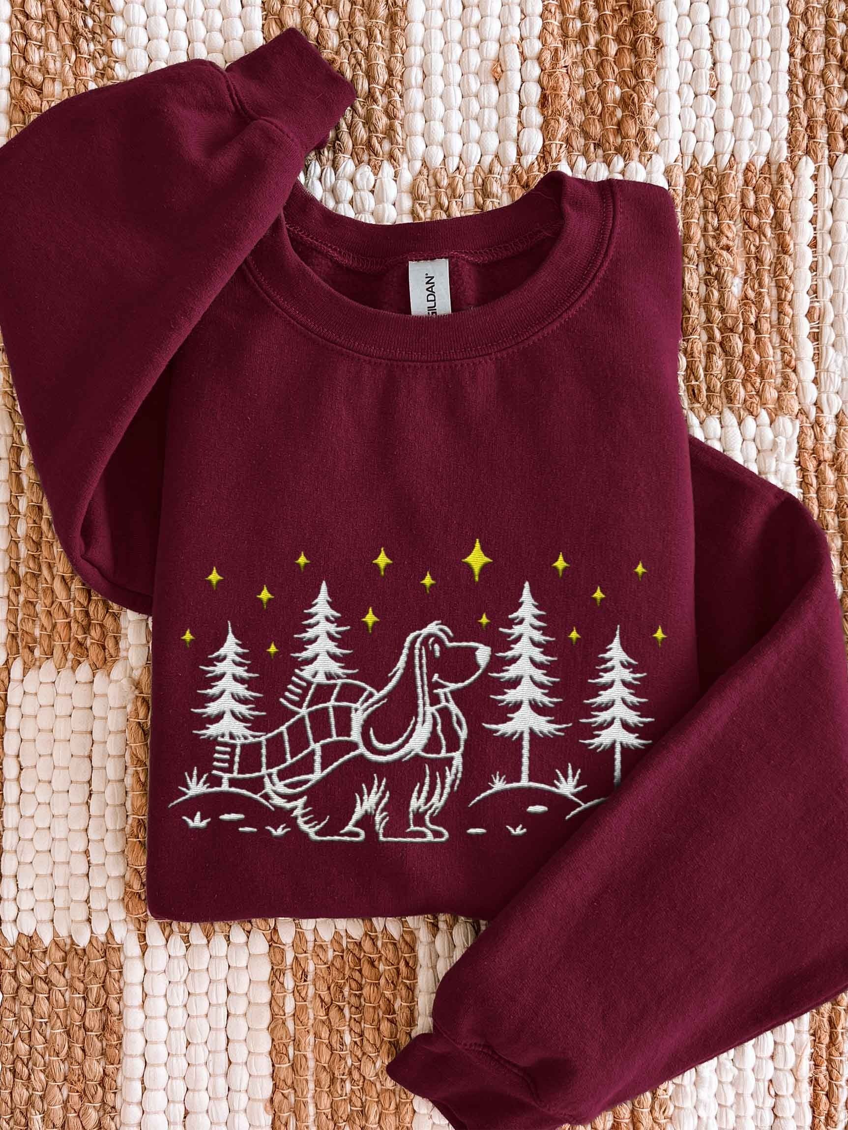 English Cocker Spaniel Winter/Christmas Line Art Design Embroidered Sweatshirt product image (1)