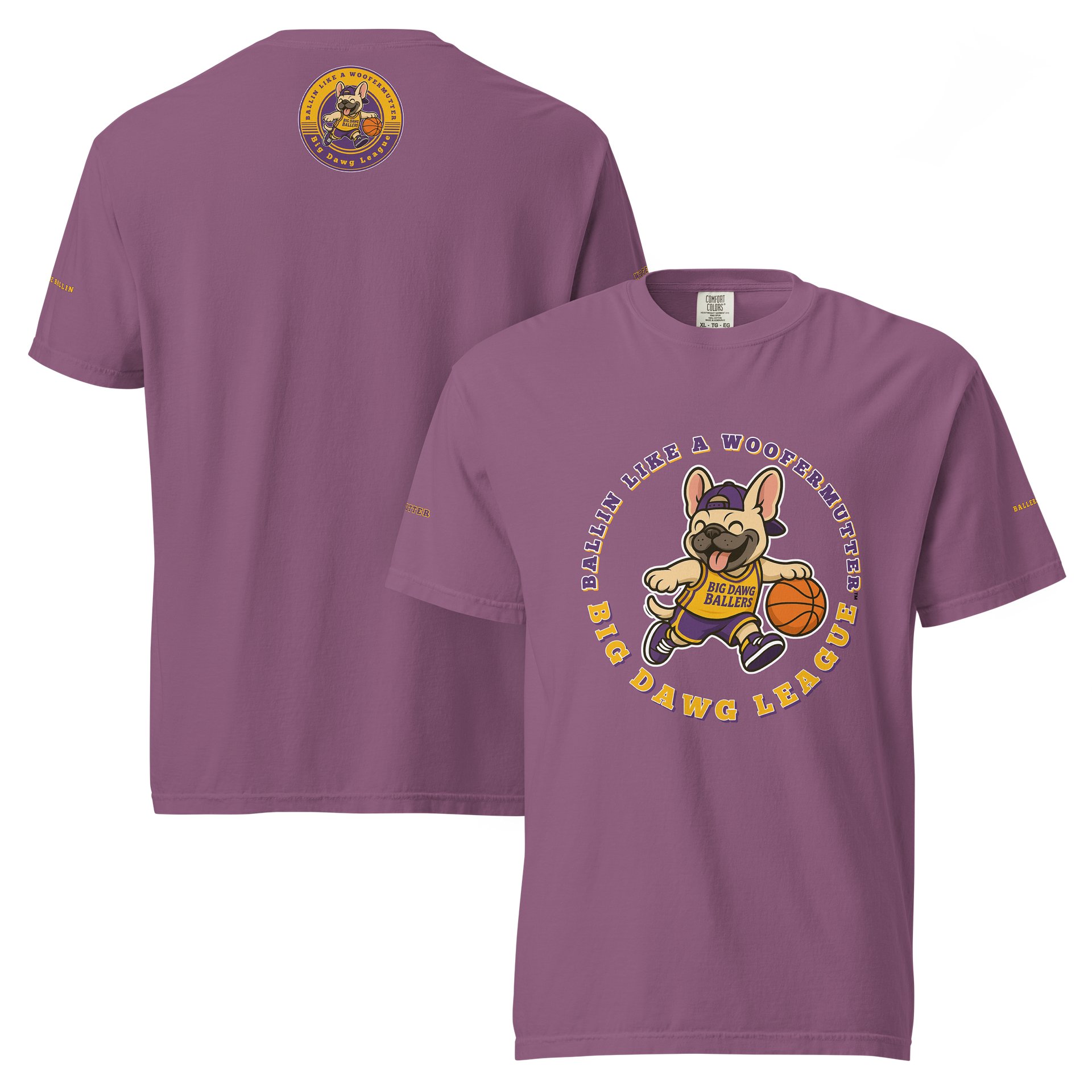 French Bulldog Ballin Like A WooferMutter™ Unisex Garment-Dyed Heavyweight T-Shirt product image (1)