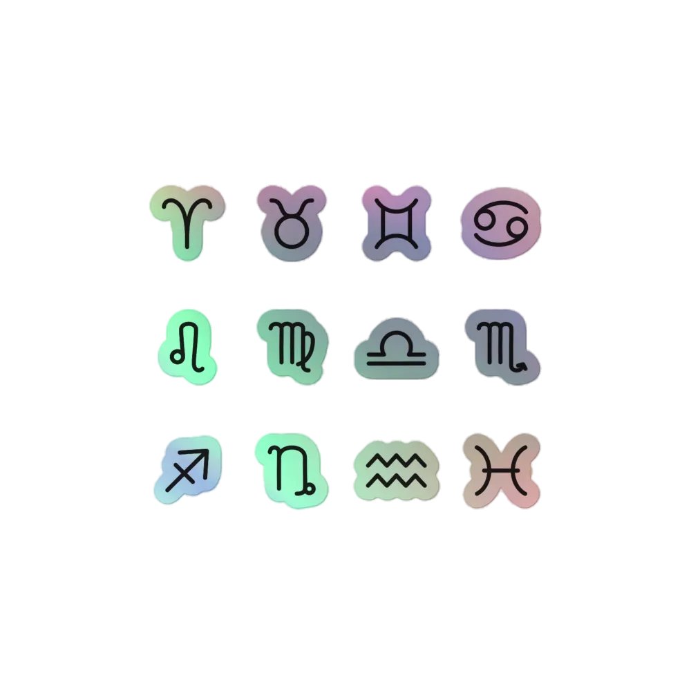 Zodiac Symbols (bubble style) - Holographic Sticker Set product image (4)