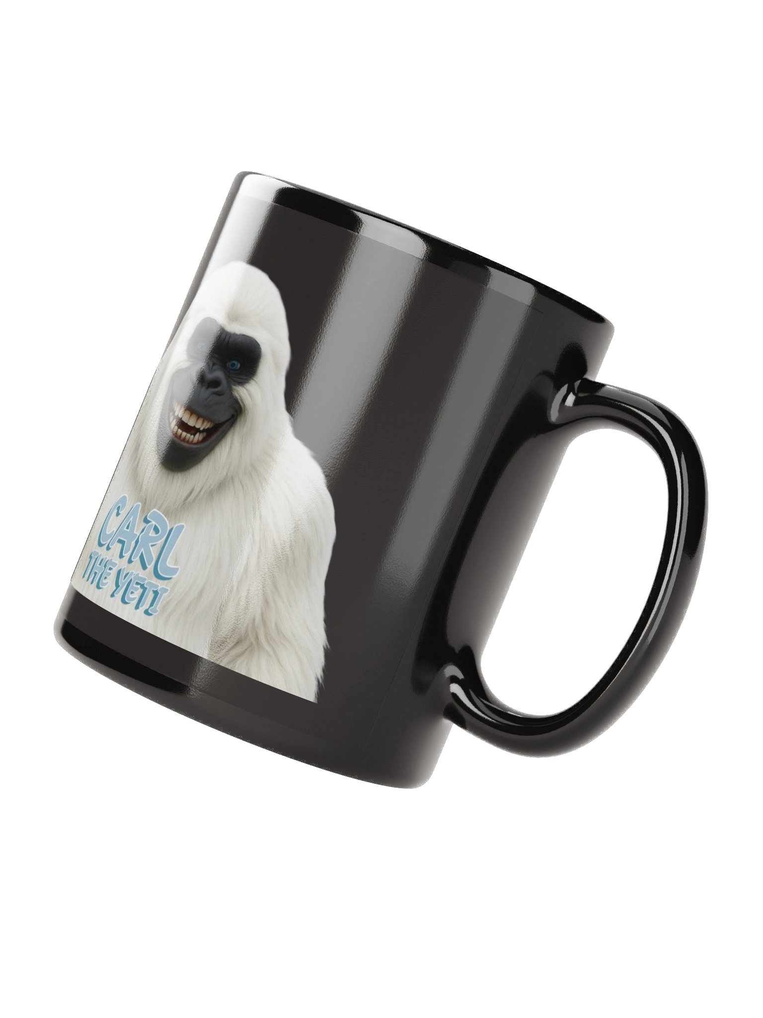 Carl the Yeti Black Glossy Mug product image (3)