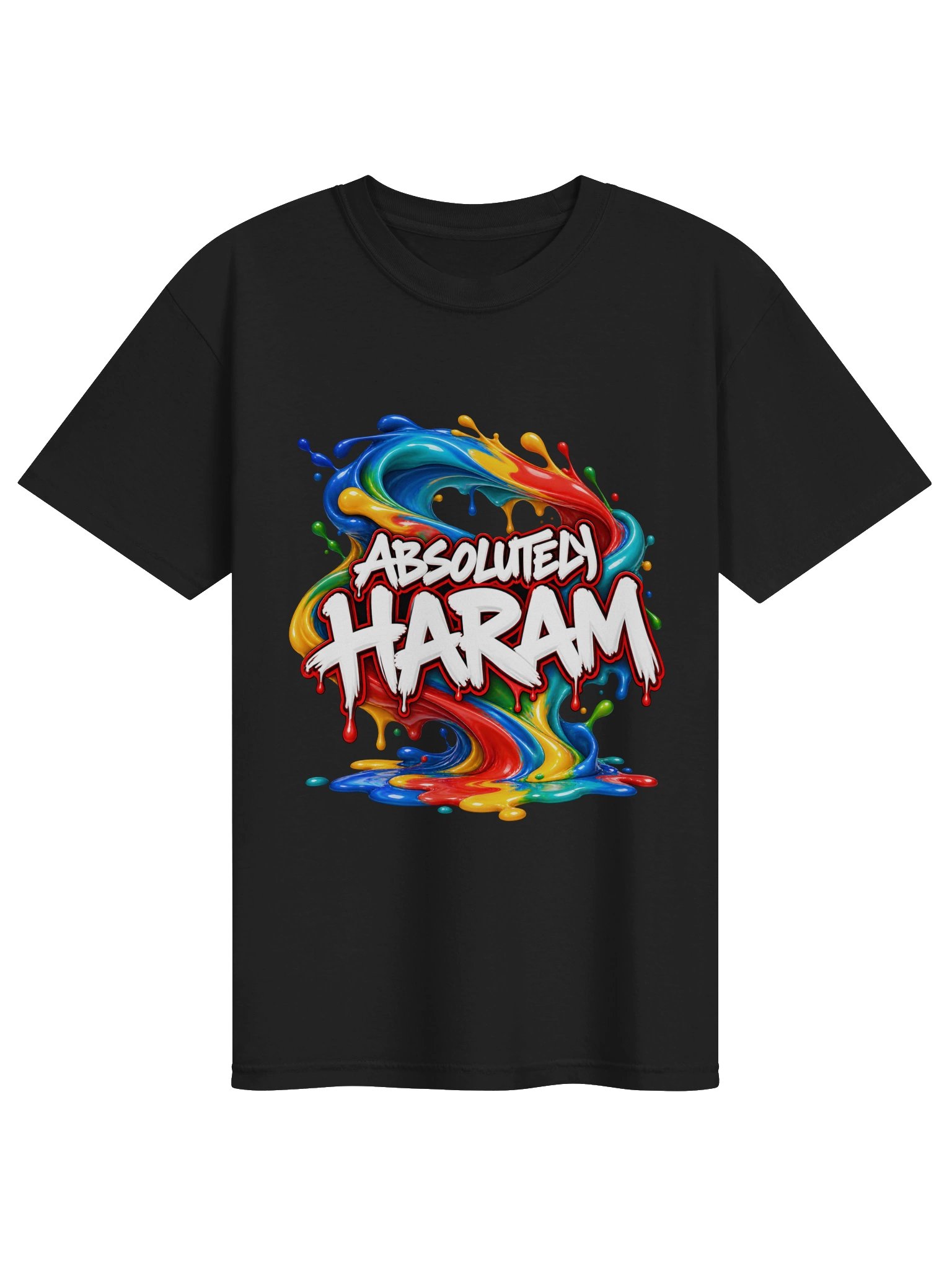 Absolutely Haram Paint Splash Printed Unisex T-Shirt | Colourful Muslim Streetwear Tee product image (1)