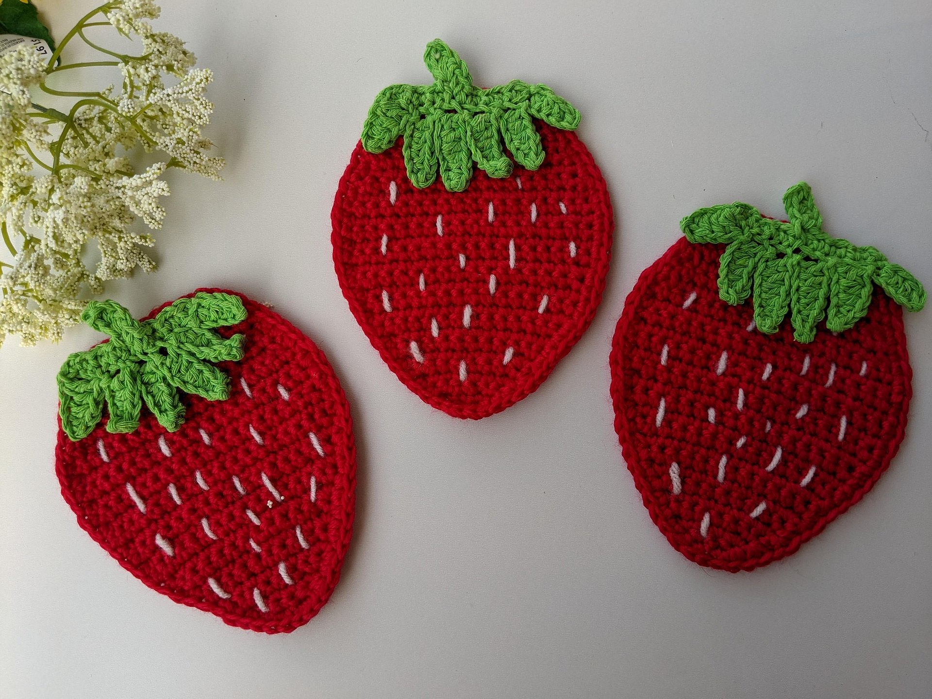 Crochet Strawberry Coaster Pattern product image (6)