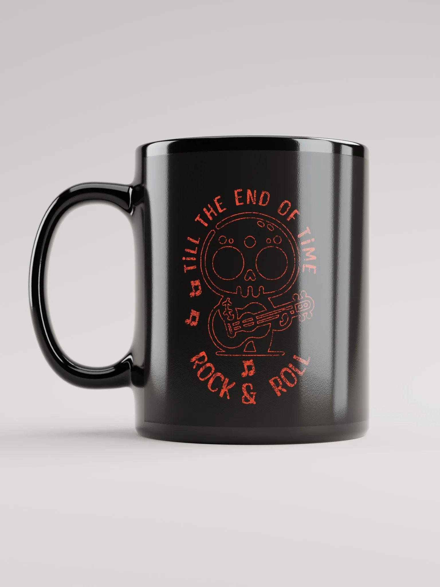 Rock&Roll Till the End of Time Skeleton With Guitar | Black Mug product image (6)