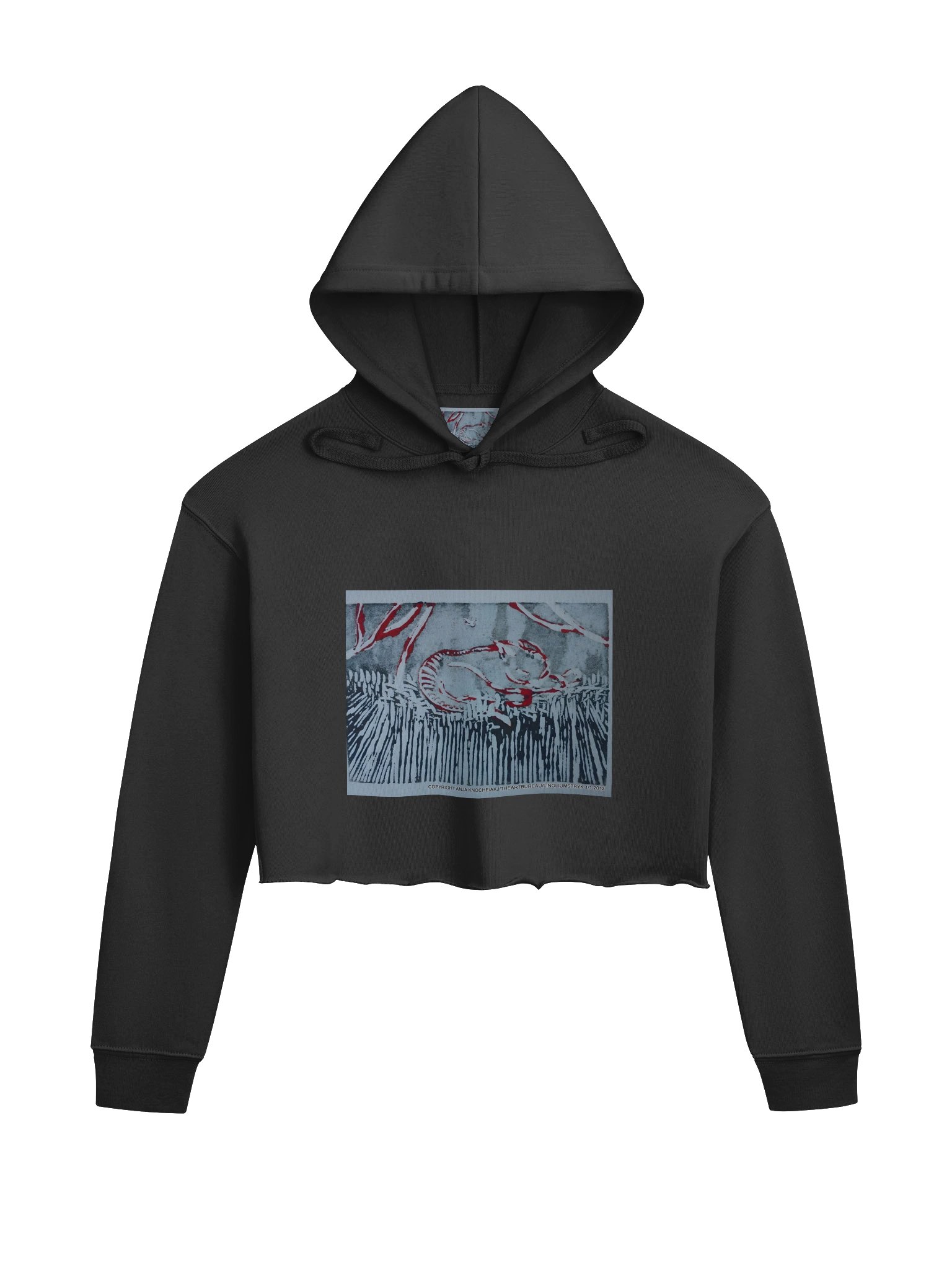 Abstract Red & Gray Art Crop Hoodie product image (2)