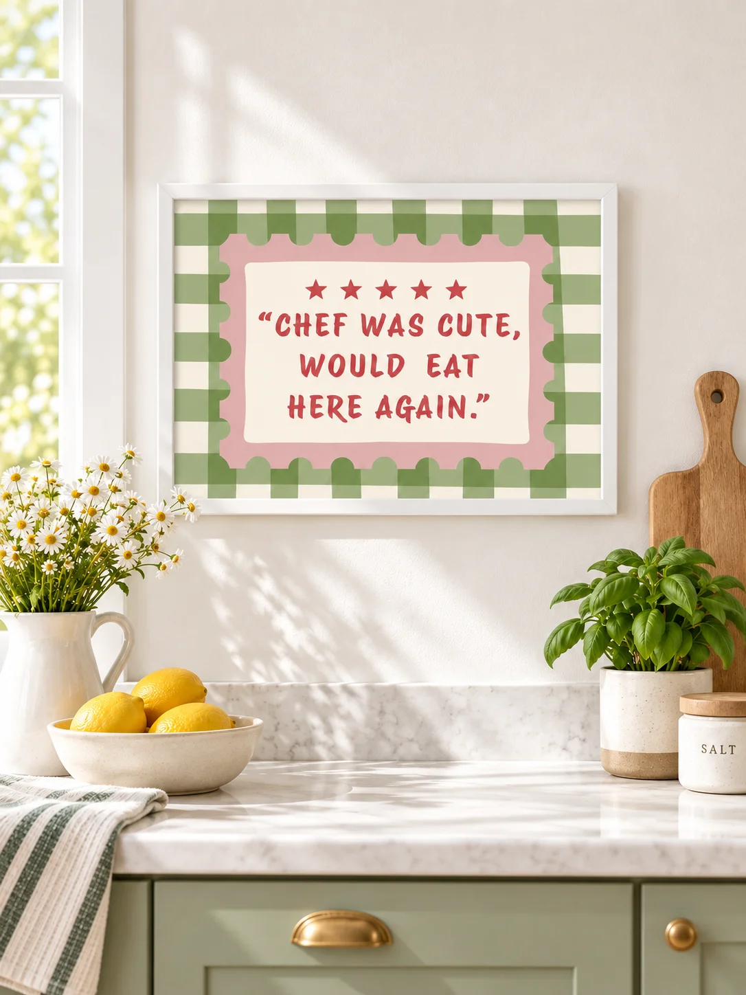 Chef Was Cute Quote | Funny Kitchen Wall Art | Retro Checkered Poster | Foodie Dining Decor | Printable Digital Download product image (10)