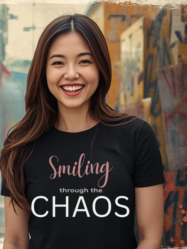 Smiling Through the Chaos Tee| Gothic Tattoo-Style By Inkthorn Studio product image (1)