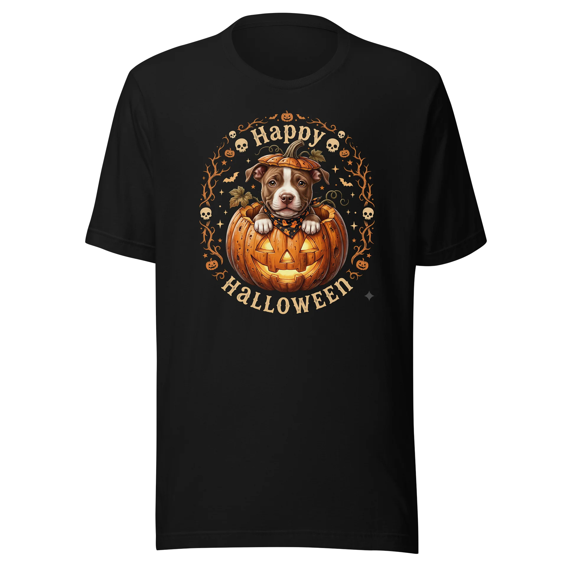 Women's Happy Halloween Pitbull Puppy Pumpkin Tshirt product image (1)