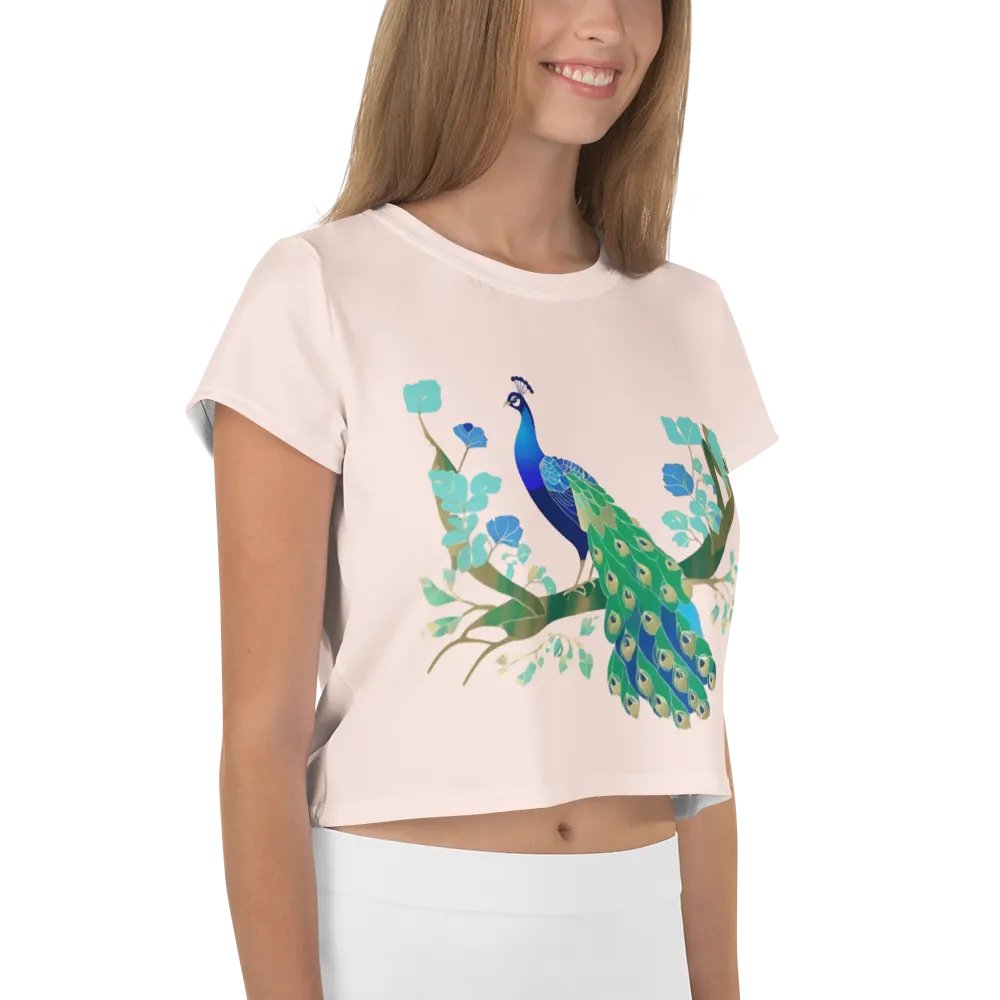 Vibrant Peacock Feathers Crop Tee product image (4)