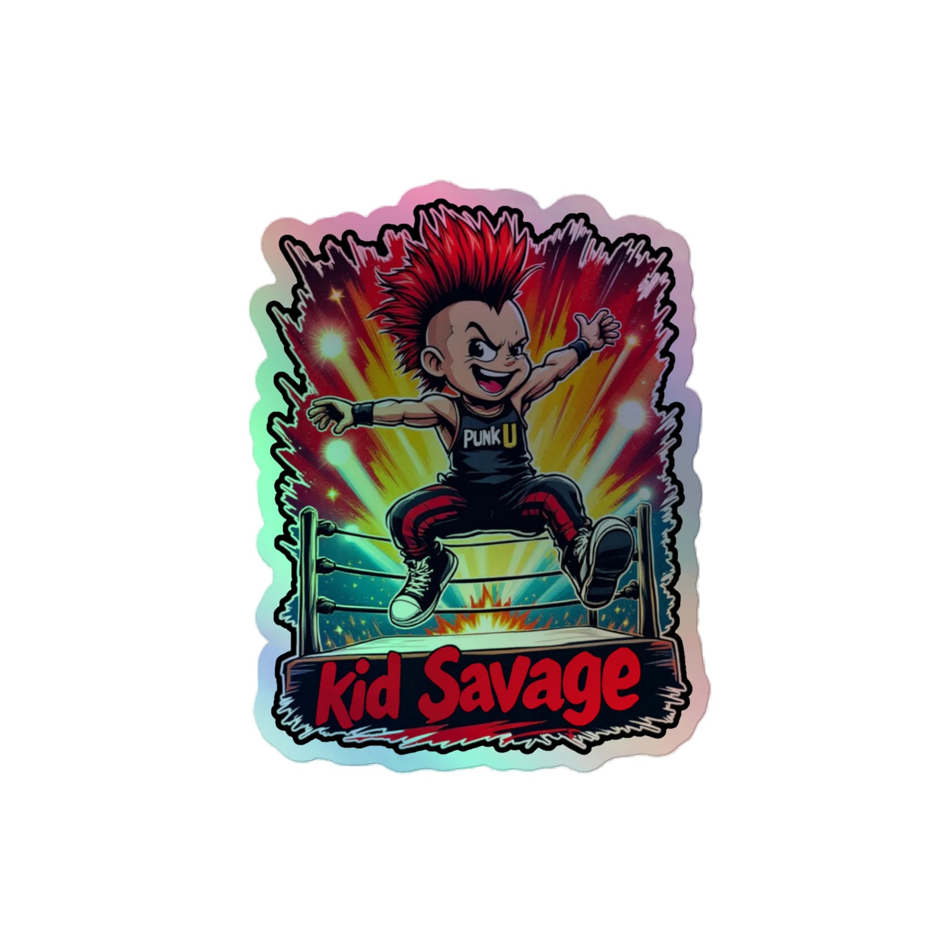 Kid Savage Wrasslin Punk U Holographic Sticker product image (1)