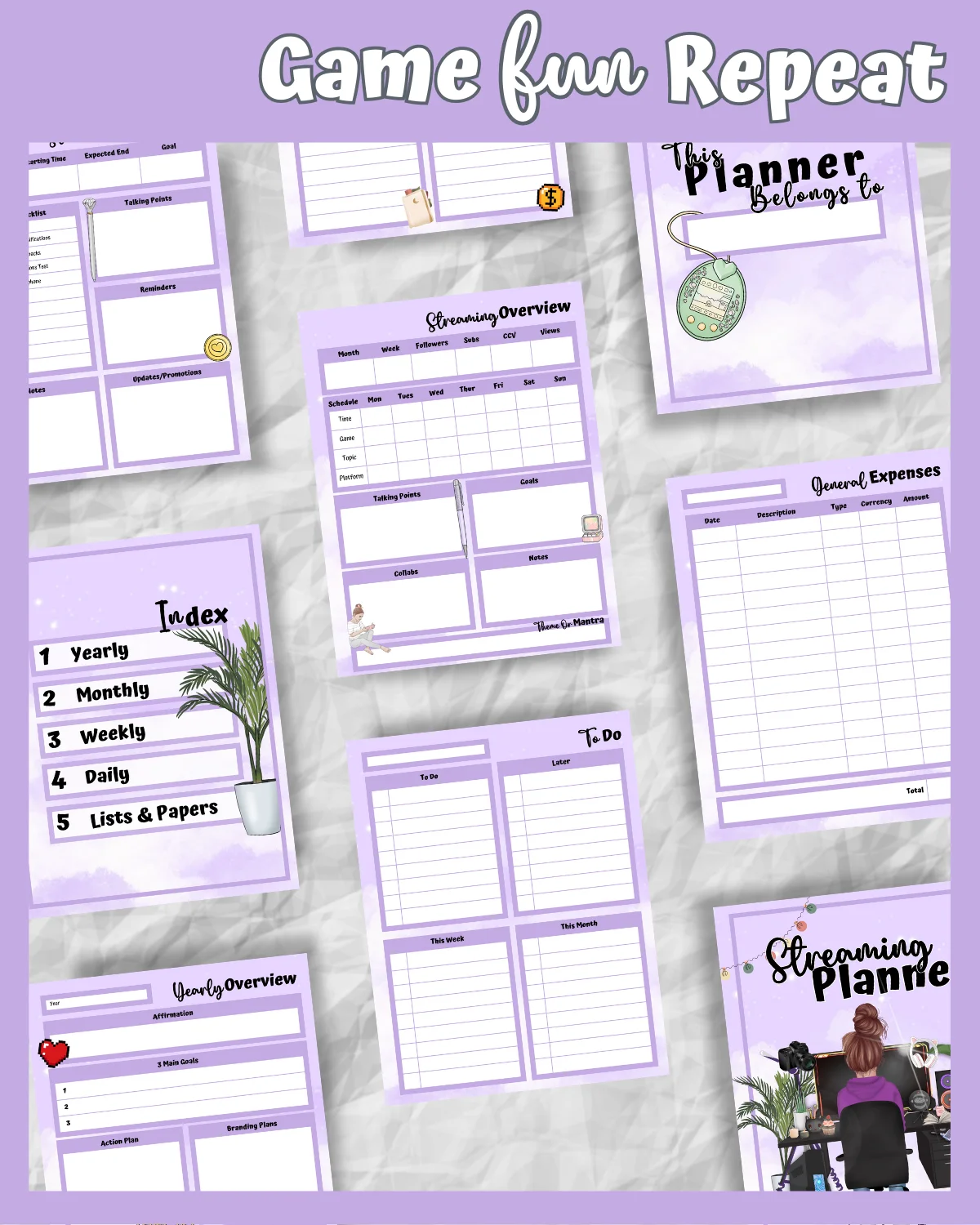 Purple Streaming Planner Printable product image (6)