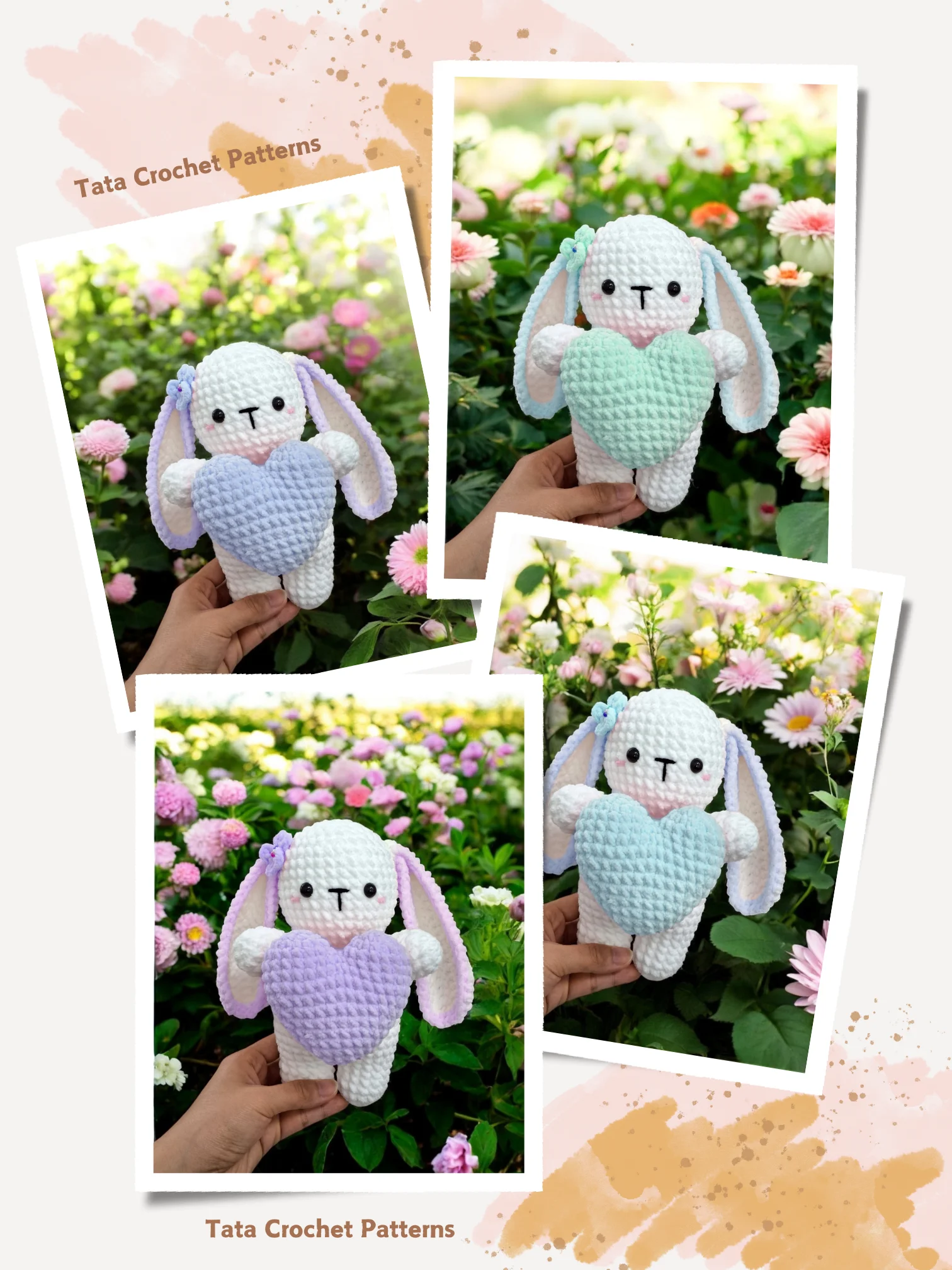 PDF Pattern -♡- Bear & Bunny Amigurumi Holding The Heart Crochet Pattern product image (9)