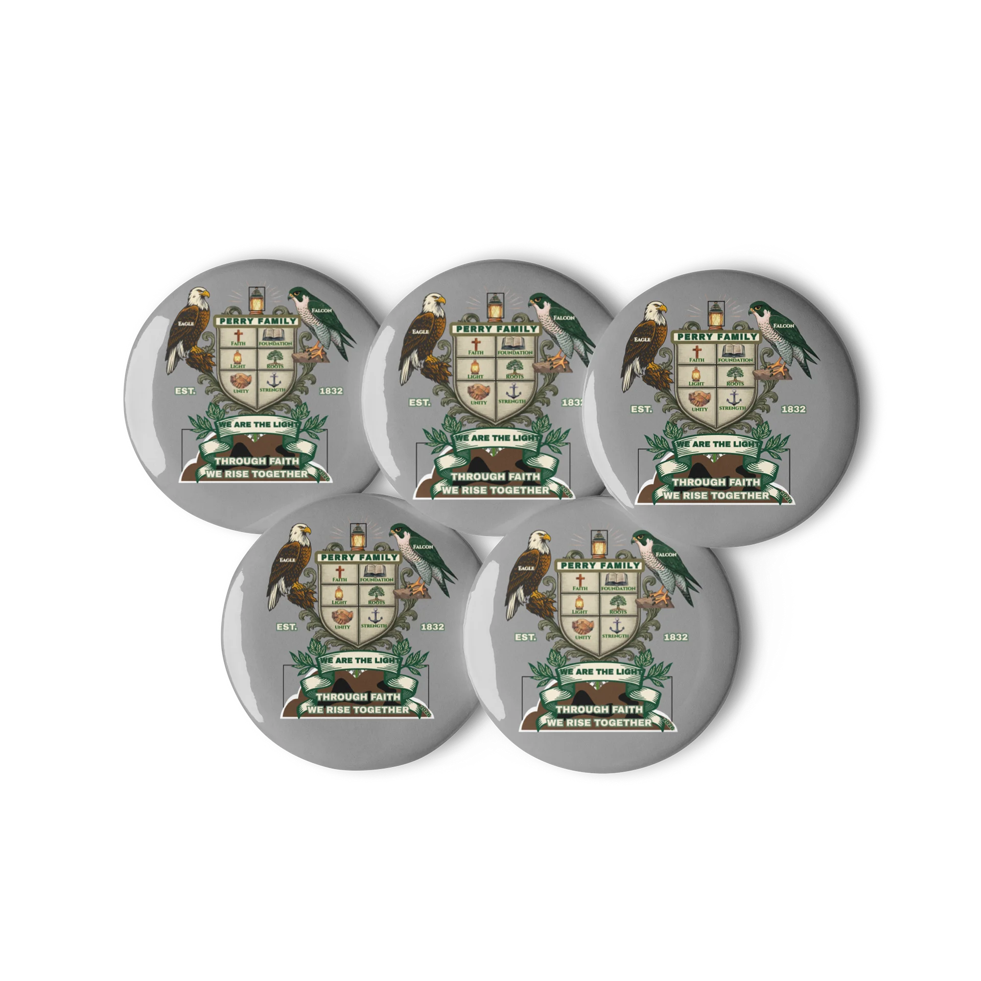 Perry Family Crest Pin Buttons EST 1832 | Legacy Edition product image (3)