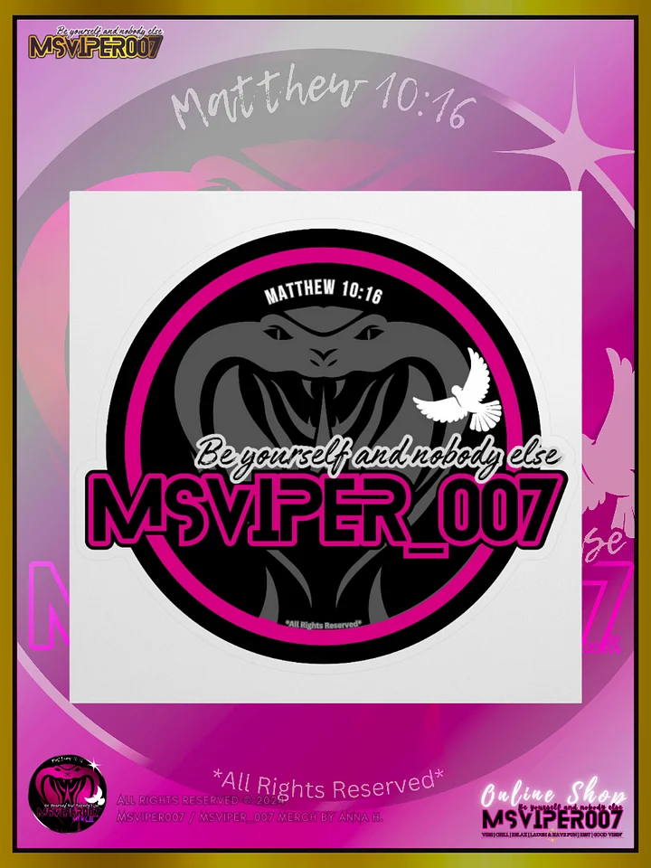 Sticker - "MsViper_007™ Brand Classic" [pink/blk emblem] Support&Sport Kiss cut Stickers By Anna H. product image (1)