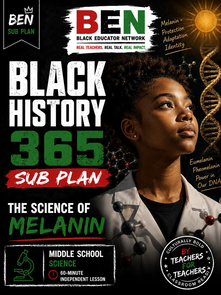Black History 365 Sub Plan: The Science of Melanin | Middle School Science| 60-Minute Lesson product image (1)