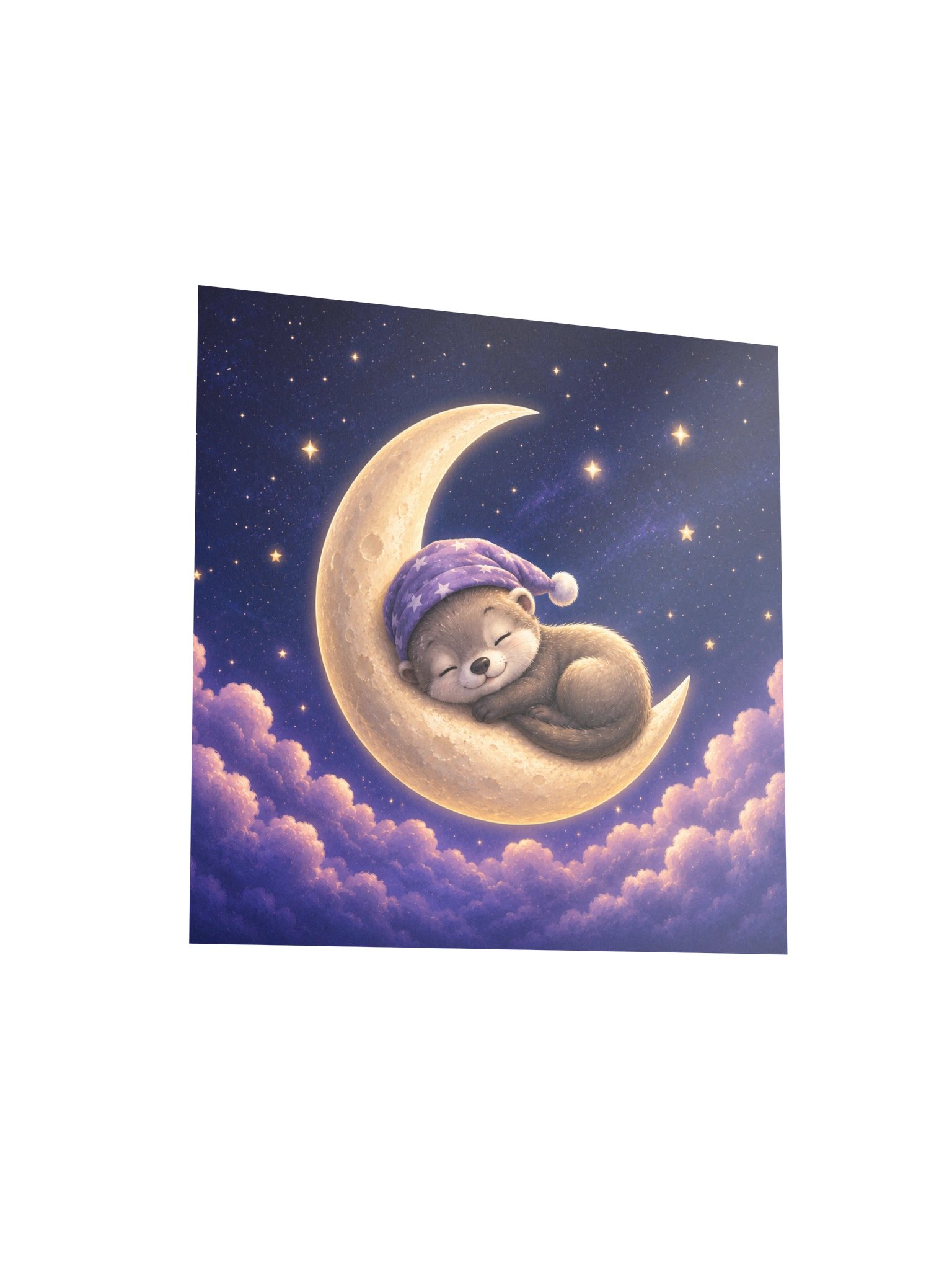 Crescent Moon Dreams Ferret Square Art Print | Moonlit Dreams product image (3)