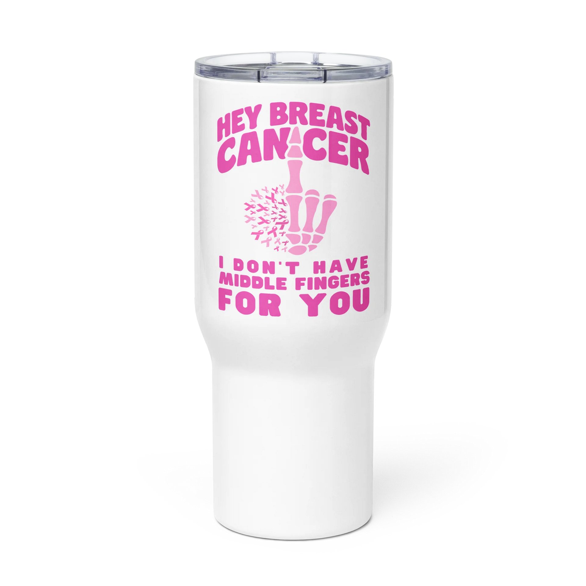 Breast Cancer Awareness Bold Pink Middle Finger Tumbler product image (3)
