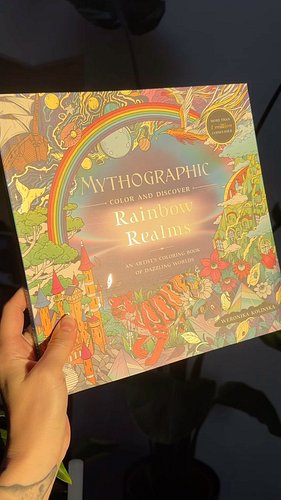 Out tomorrow! My third Mythographic coloring book - Rainbow Realms 🌈 Can’t wait to see how you color it! 🥹